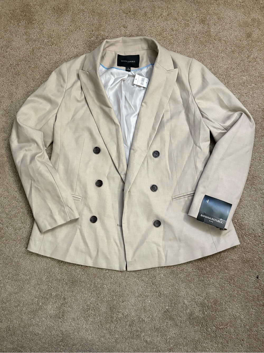 NEW Banana Republic Single Breasted Suit Blazer Jacket Womens Size 4 Latte Khaki